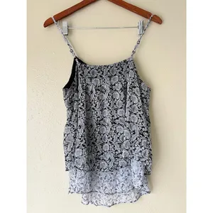 Faded Glory Black Floral Tiered Tank Top Size Small thumbnail 5
