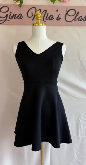 Abercrombie & Fitch Black Sleeveless Fit and Flare Dress with Mesh Side Panels thumbnail 1