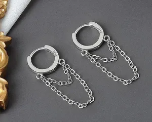 925 Silver Plated Tassel Chain Dangle Drop Earrings for Women thumbnail 2