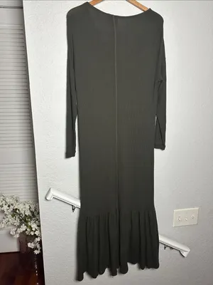 NEW Anthropologie Taylor Ribbed Maxi Dress Saturday Sunday Olive Green Medium thumbnail 8