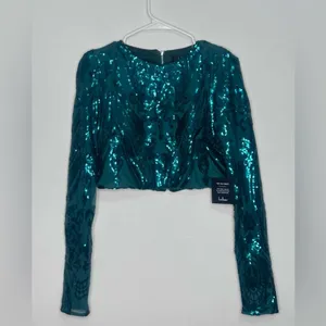 Lulus women’s size M Emerald Sequin Strapless Dress & Matching Top Set NWT(E8)✨ thumbnail 9