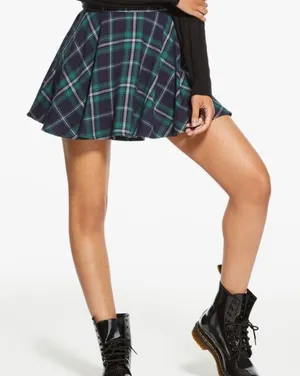 NEW Aeropostale Medium Plaid High Waist Flounce Skirt Green Blue NWT thumbnail 1