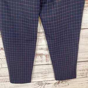 FRNCH Navy Plaid Straight Leg Crop Pants, EUC, Medium, thumbnail 7