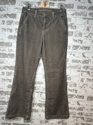 American Eagle | women velvet corduroy plaid bootcut pants thumbnail 2