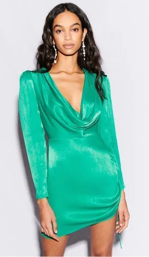 SAYLOR Adrienne‎ Satin Cowlneck Dress NWT Sz Sm thumbnail 1