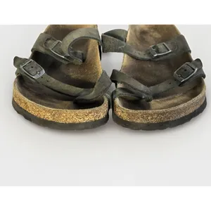 Birkenstock Mayari Black Leather Strappy Toe Loop Sandals 40 European USA 9-9.5L thumbnail 3