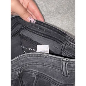 American Eagle Wide Leg Crop Black Washed Jeans Vintage Style Waist 6 Short thumbnail 6