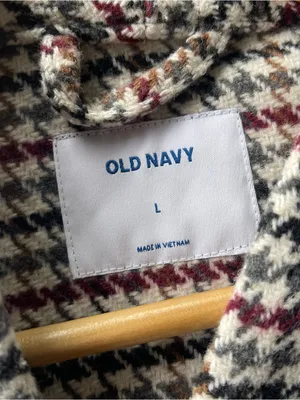 Old Navy Textured Houndstooth Mid Length Button Front Coat Large thumbnail 5