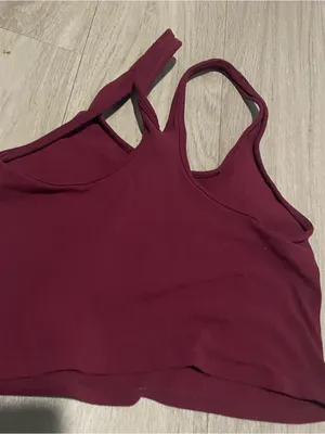 Women's Maroon Strappy Crop Tank Top Red Size M thumbnail 2
