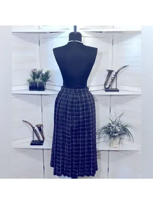 Vintage 60s 70s preppy wool skirt plaid blue pink school girl uniform academia S thumbnail 3