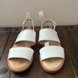 COS Sandals‎ Double Strap Flat White Leather Size US 8 thumbnail 3