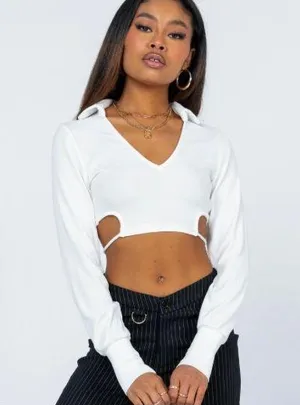 Princess Polly White Cropped Long Sleeve thumbnail 2