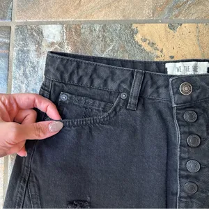 We The Free Black Button Fly Mini Skirt Jean Skirt Size 27 Distressed Casual thumbnail 4
