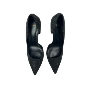 Mango MNG Black Rhinestone Pointed Toe Slip On Stiletto Heels Pump Shoes Sz 8.5 thumbnail 2