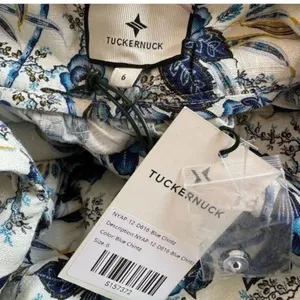 NWT Tuckernuck Lena Midi Dress Size 6 Blue White Floral Belted thumbnail 12