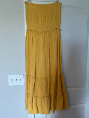 4OURDREAMERS Yellow Strapless Maxi Sundress thumbnail 2