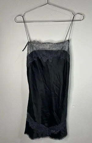 Victoria’s Secret Black Lace Trim Slip Dress Cami XS Sheer Lingerie thumbnail 1