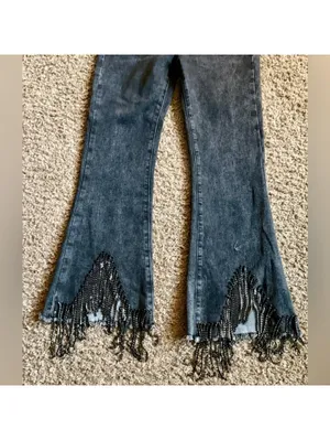 New w/ Tags Buckle Blue B Collection Rhinestone Fringe Cropped Flare Small Jeans thumbnail 8