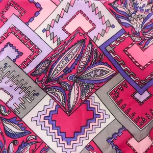 Vintage Pink & Purple Geometric Silk Square Scarf Wraps thumbnail 3