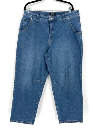 Banana Republic Mid-Rise Barrel Jean‎ 33/16 Medium Wash Casual Chic Minimalist thumbnail 1