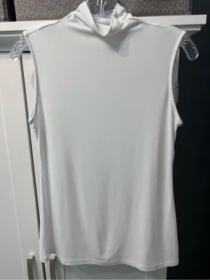 APRLL White Sleeveless Mock Neck Turtleneck Top Tank Size L Minimalist Style EUC thumbnail 1
