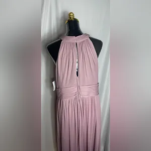 David’s Bridal formal gown blush Pink Halter Dress elegant effortless 16 NWT thumbnail 5