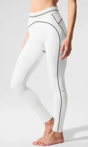 Alo Airbrush High-Waist Heart Throb Leggings White Black Hi-Rise Waisted Tights thumbnail 1