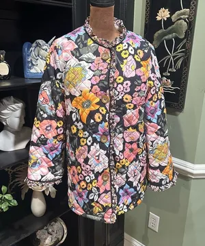 Sunday Up Floral Print Fleece‑Lined Quilted Jacket – Size Small (Oversized Fit) thumbnail 1
