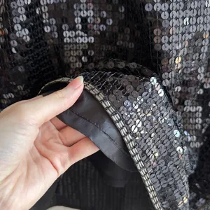 Miss Me Beaded Neck Sequin Mini Y2K Cocktail Dress, Black/Silver, Size Medium thumbnail 5