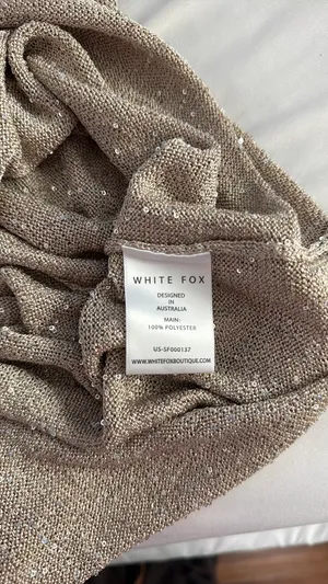 White Fox Marine Mist Sequin Knit Maxi Dress Champagne thumbnail 4