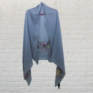 NWT Bijoux Terner Embroidered Floral Border Scarf / Wrap Shawl thumbnail 3