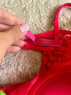 Y2k Victoria’s Secret hot pink mesh heart print lace padded chemise slip thumbnail 7