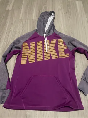 Nike Purple and Gray Therma-Fit Hoodie with Gold Accents thumbnail 1