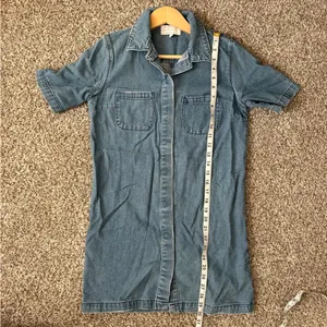 Kendall + Kylie Denim Jean Button Down Short Sleeve Dress Casual 90s Fall XS thumbnail 5