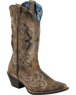 Laredo Lucretia Studded Snake Inlay Snip Toe Western Boots Brown 6.5 thumbnail 1