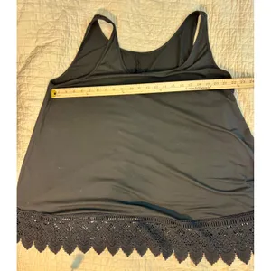 Black Sleeveless Tank Top with Crochet Lace Trim Hem Stretch Blend plus size thumbnail 2