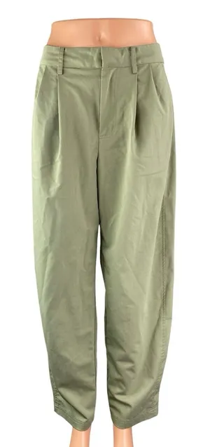 Free People Women's Green High Waisted Pleated Taoered Wide Leg Trousers Pants 6 thumbnail 1