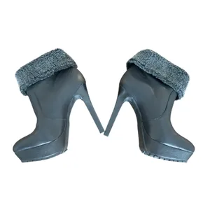 BCBG Generation Black Leather Faux Fur Trim Heeled Ankle Boots‎ Womens Size 6.5 thumbnail 4