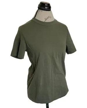 Wear Wrecklessly Short Sleeve Blouse Green Organic Cotton Vintage Crew Sz Medium thumbnail 5