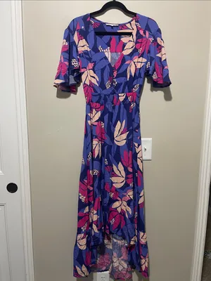 Abel the Label "Santa Cruz" Flutter Sleeve High-Low Midi Dress Athropologie S thumbnail 2