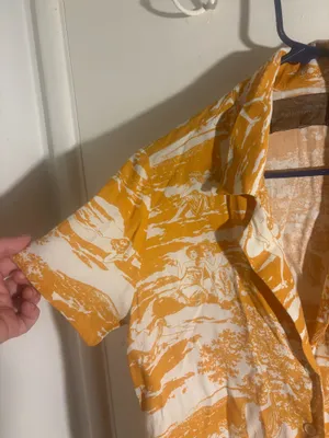 Reformation Yellow Cuban Print Collared Shirt thumbnail 6