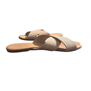 LC Lauren Conrad Azeret Natural Crisscross Slide Sandals Tan Neutral Womens 7 thumbnail 7