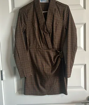 Brown houndstooth blazer dress Black thumbnail 1
