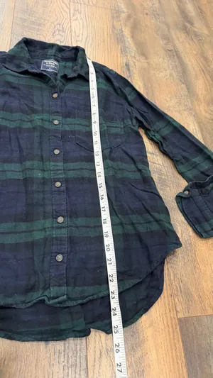 Abercrombie & Fitch Shirt Women’s Size Small Plaid Flannel Long Sleeve, Green thumbnail 4