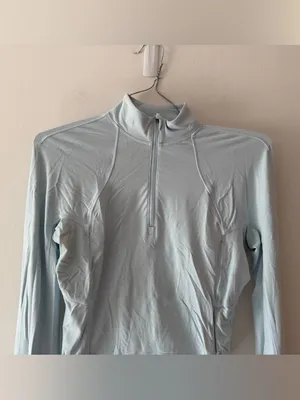 Lululemon Its Rulu Run Cropped Half Zip in Powder Blue Size 8 Athletic Pullover thumbnail 4