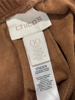 Chicos Tan Neutral Faux Suede Cropped Wide Leg Pants Size XS Womens thumbnail 9