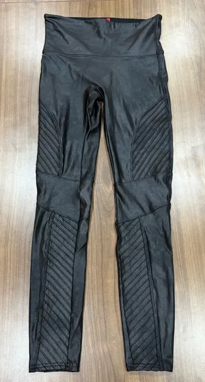 SPANX Black Faux Leather Moto Leggings High Rise Shaping thumbnail 1