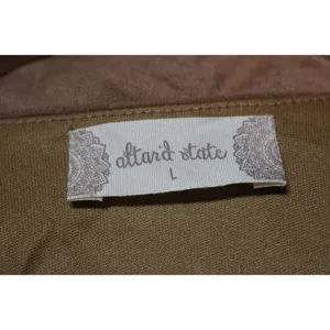 NWOT Altar'd State Brown Cream Bell Sleeve V-Neck Knit Lace Cuffs Blouse Size L thumbnail 3