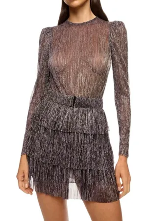 Sabina Musayev Monique sheer long sleeve mini Dress Medium thumbnail 1