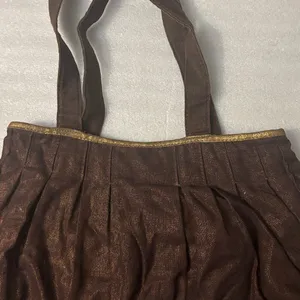Brown/Gold Metallic Cloth Shoulder Bag Boho Fall Fairycore Grandma Minimalist thumbnail 6